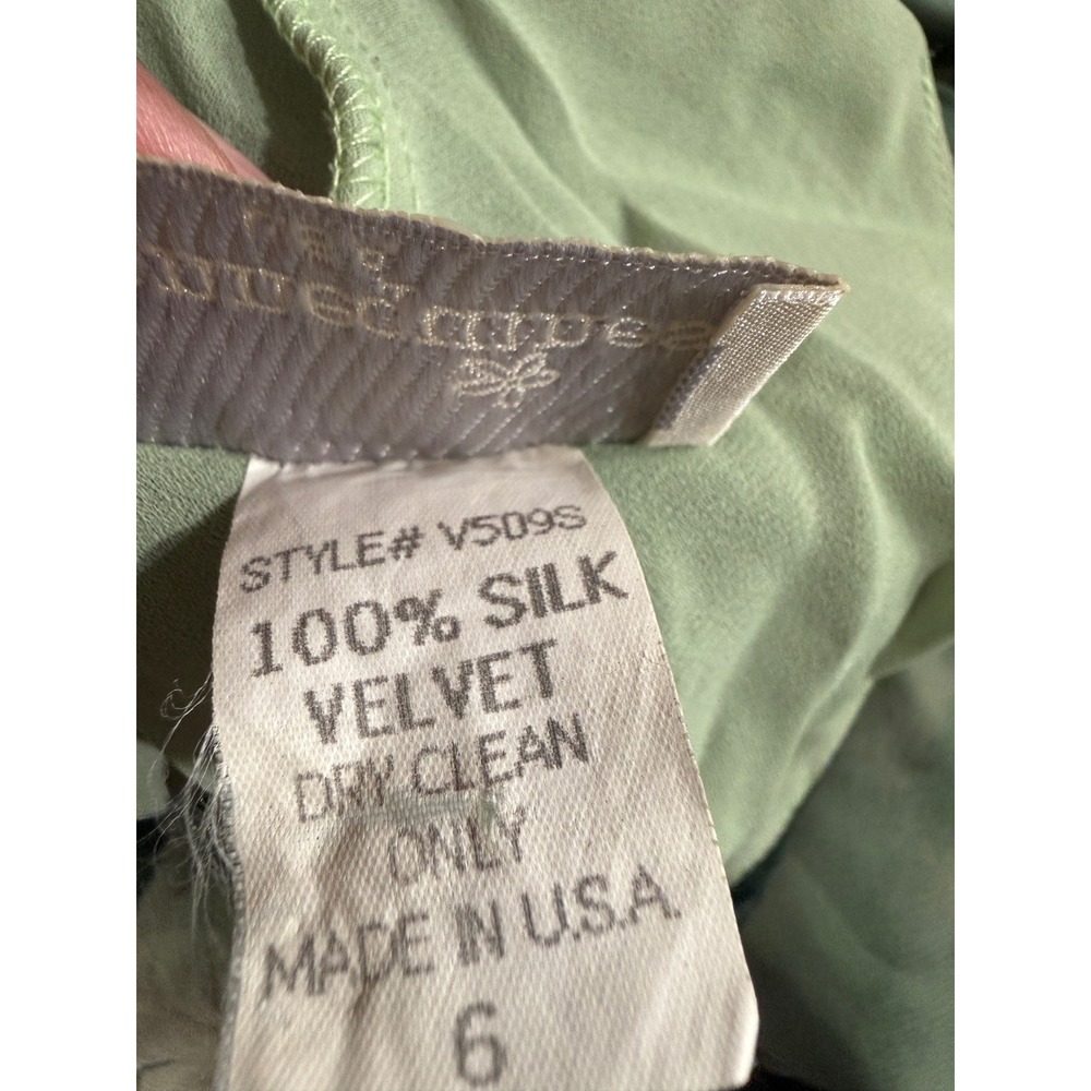 Y2K Mannequines USA Silk Velvet Burnout Floral‎ Mini Dress Green V509S Womens 6 - Picture 5 of 9